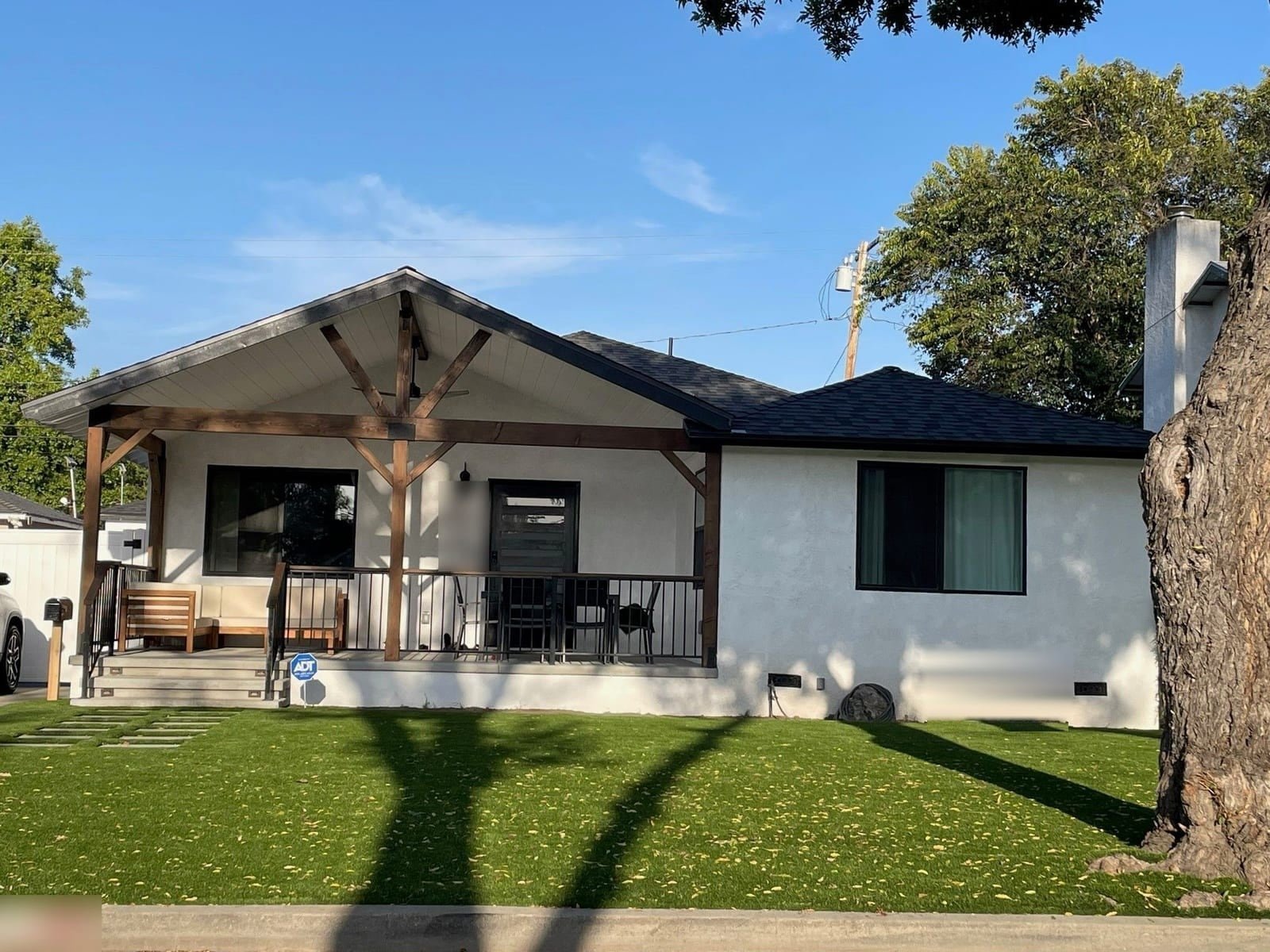 Home with a new covered front porch
